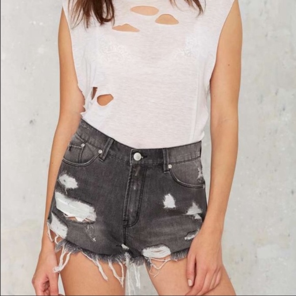 ❤️RES DENIM❤️ KITTY Shorts Distressed Dark Denim